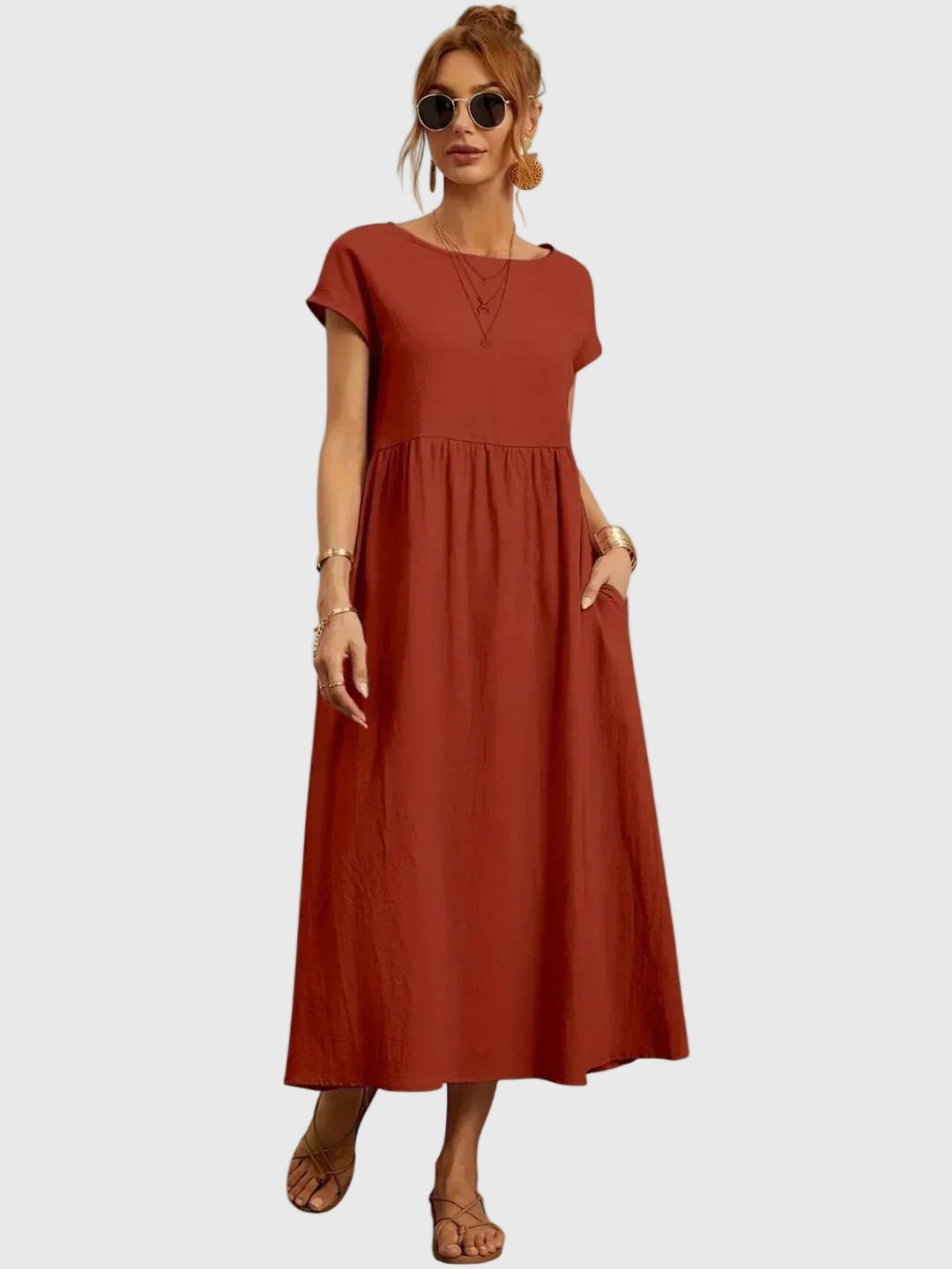 Giselle | Vestido Midi Casual con Bolsillos