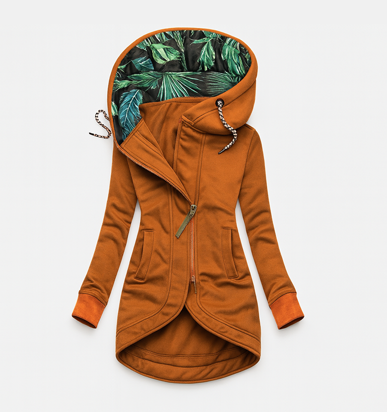 Coralina | Chaqueta Asimétrica con Capucha Amplia