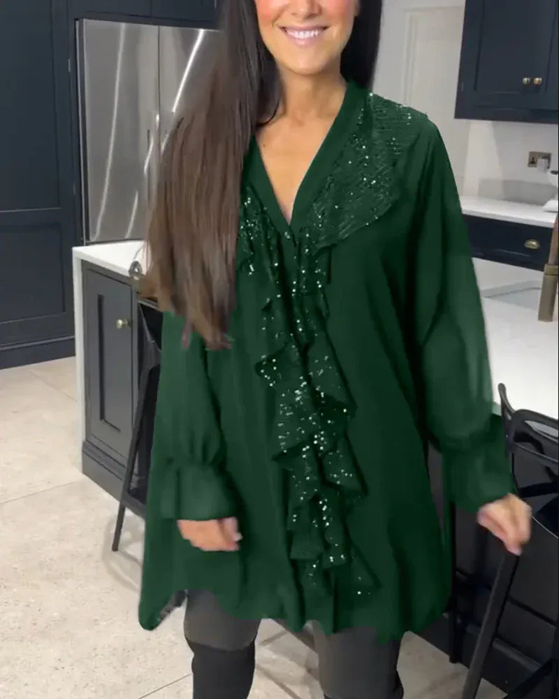 Zaviera | Blusa Elegante con Detalle de Volante